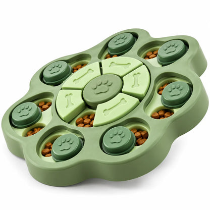 ToyPaws Green Dog Puzzle Feeder Toy – Interactive Paw-Shaped Treat Puzzle, 23 cm
