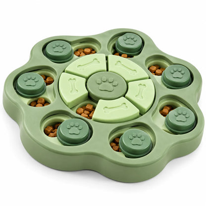 ToyPaws Green Dog Puzzle Feeder Toy – Interactive Paw-Shaped Treat Puzzle, 23 cm