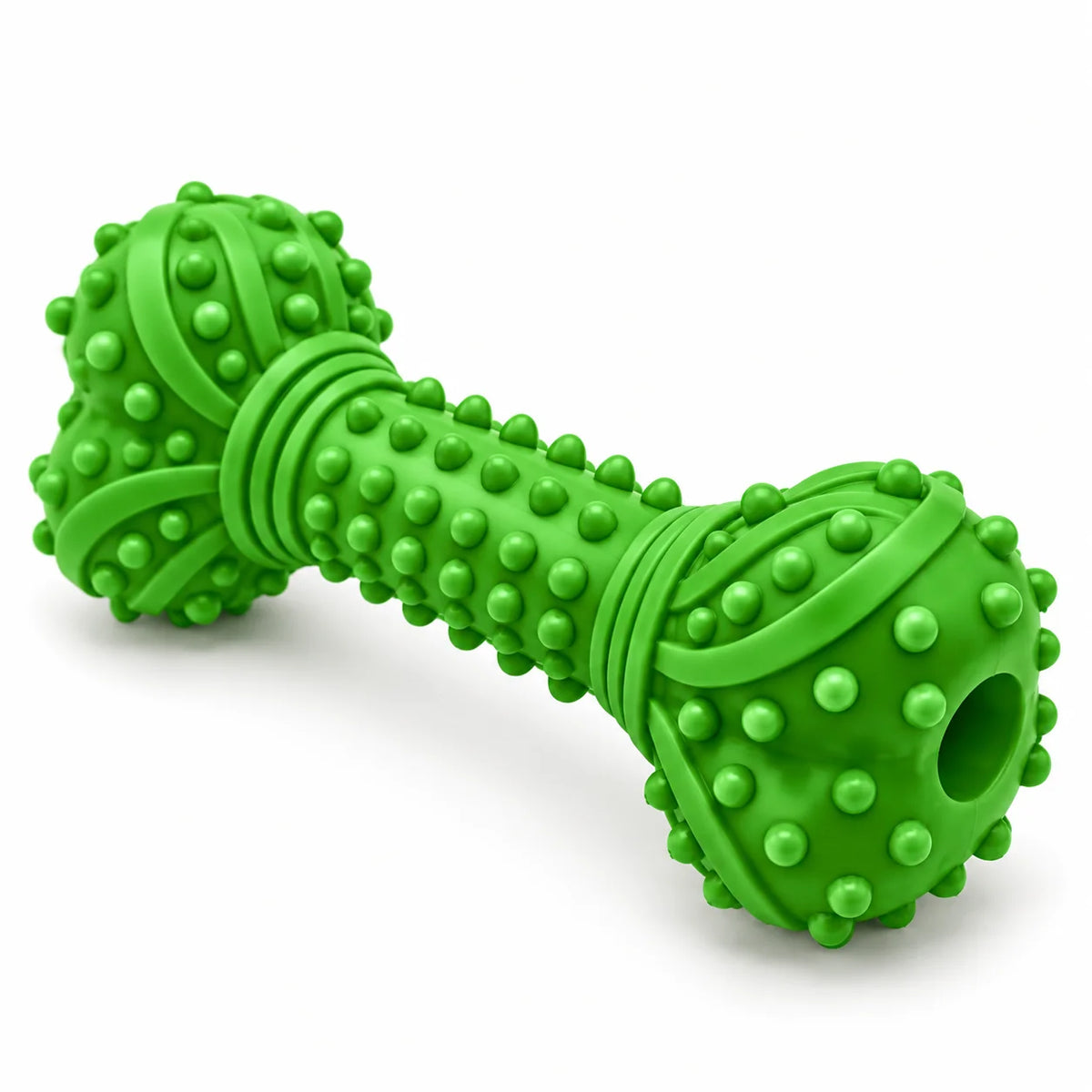 ToyPaws Green Rubber Bone Dog Chew Toy – Textured Bone Shape with Raised Nubs