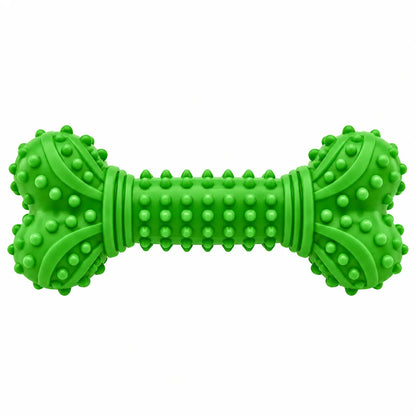 ToyPaws Green Rubber Bone Dog Chew Toy – Textured Bone Shape with Raised Nubs