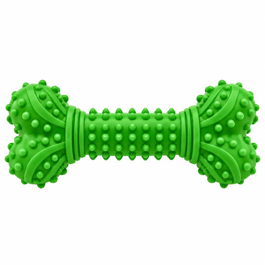ToyPaws Green Rubber Bone Dog Chew Toy – Textured Bone Shape with Raised Nubs