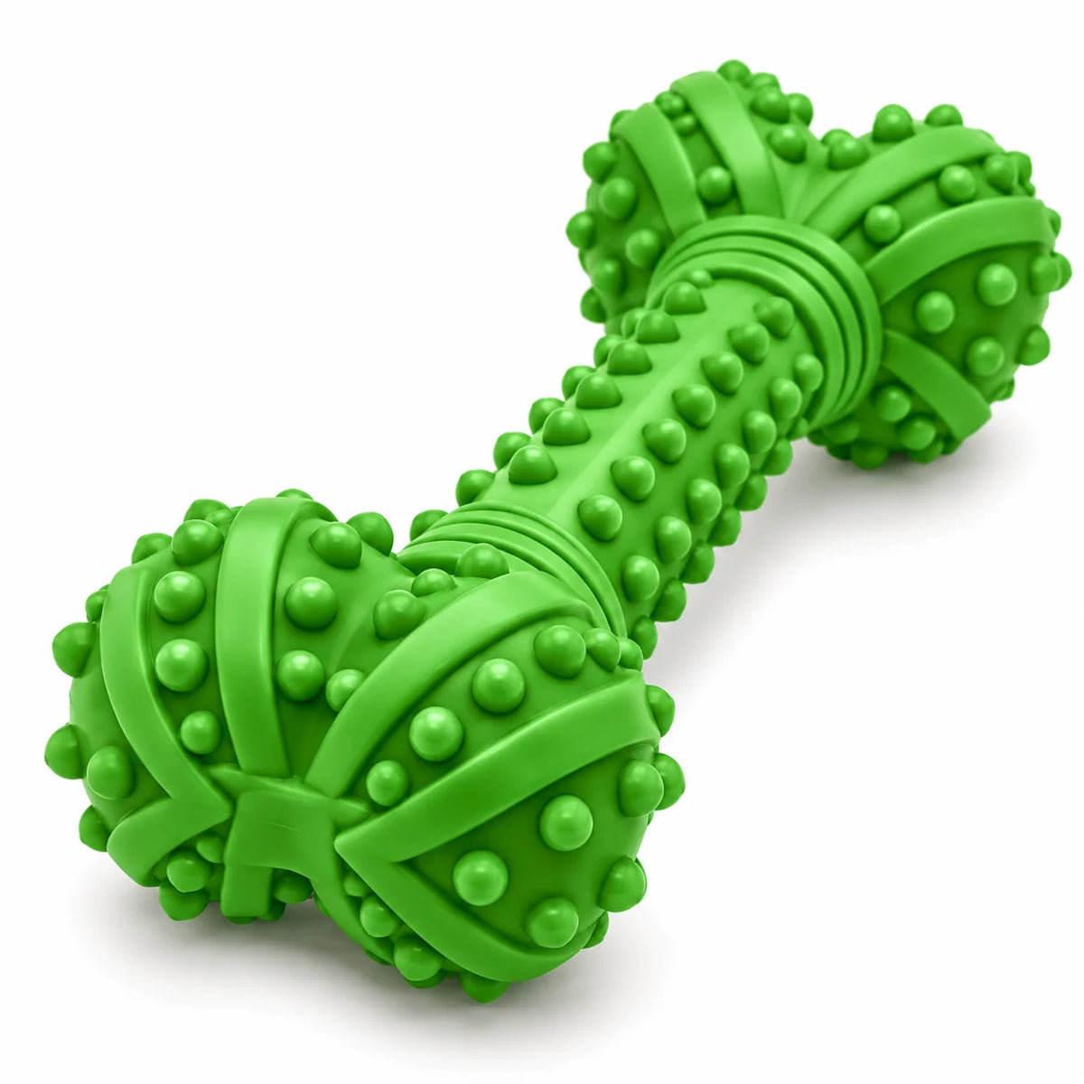 ToyPaws Green Rubber Bone Dog Chew Toy – Textured Bone Shape with Raised Nubs