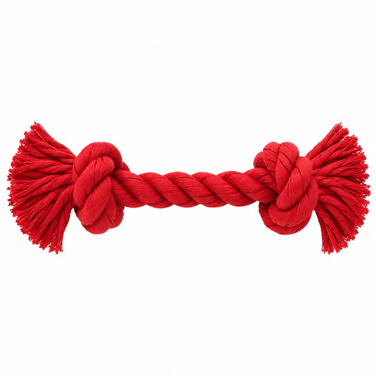 ToyPaws Red Cotton Braided Rope Dog Toy – Tug Toy with Two Knotted Ends, 30.5 cm