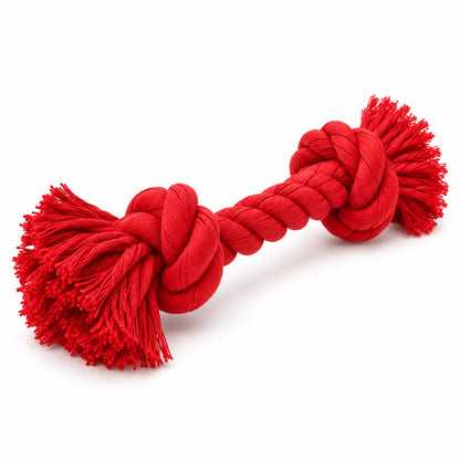 ToyPaws Red Cotton Braided Rope Dog Toy – Tug Toy with Two Knotted Ends, 30.5 cm
