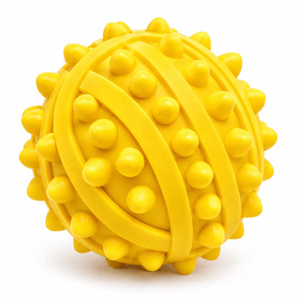ToyPaws Yellow Rubber Spiky Dog Ball – Textured Chew and Fetch Toy with Raised Nubs, 7 cm