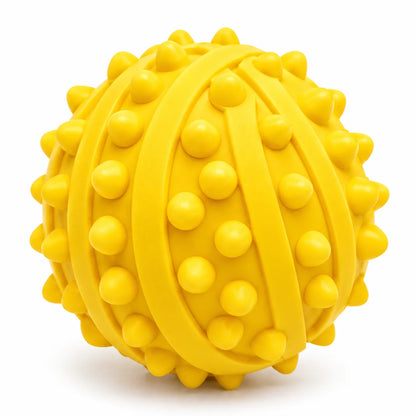 ToyPaws Yellow Rubber Spiky Dog Ball – Textured Chew and Fetch Toy with Raised Nubs, 7 cm