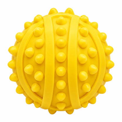ToyPaws Yellow Rubber Spiky Dog Ball – Textured Chew and Fetch Toy with Raised Nubs, 7 cm